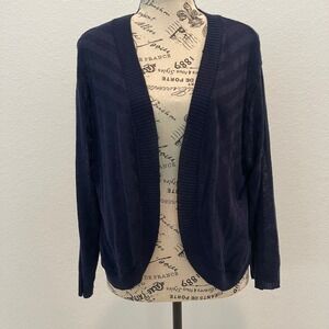 Sweet Kizz Cardigan Sweater Womens 3X 100% Acrylic Open Front‎ Navy Blue